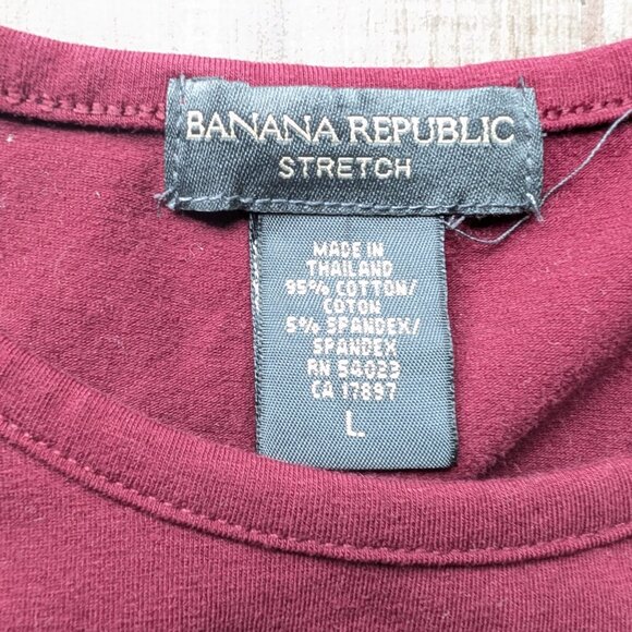 Banana Republic Stretch Burgundy Sleeveless Tank Top Women’s L Cotton Blend - Picture 2 of 5